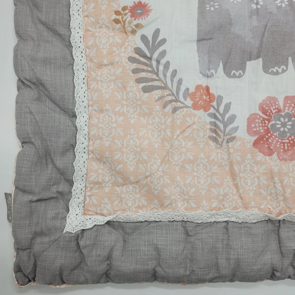 Levtex Baby Jungalo Blush Infant Quilt Comforter Grey Coral Children Nursery